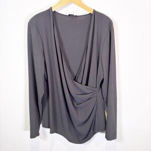 Escada Gray Wrap Front Blouse